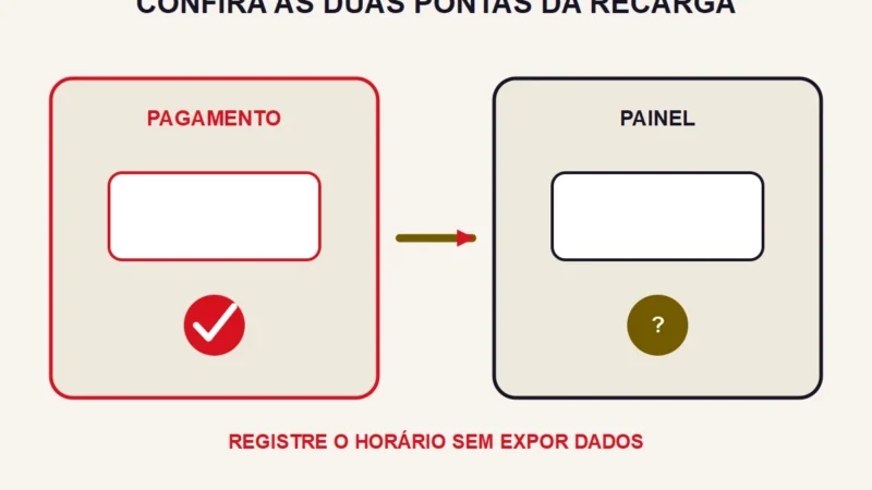 Dois painéis abstratos distinguem o pagamento confirmado e o crédito ainda pendente no painel.