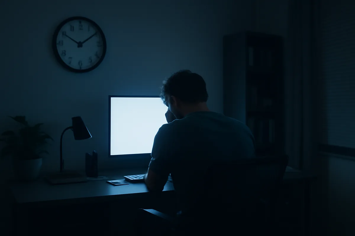Relógio de parede marcando a madrugada enquanto o revendedor espera a compensação