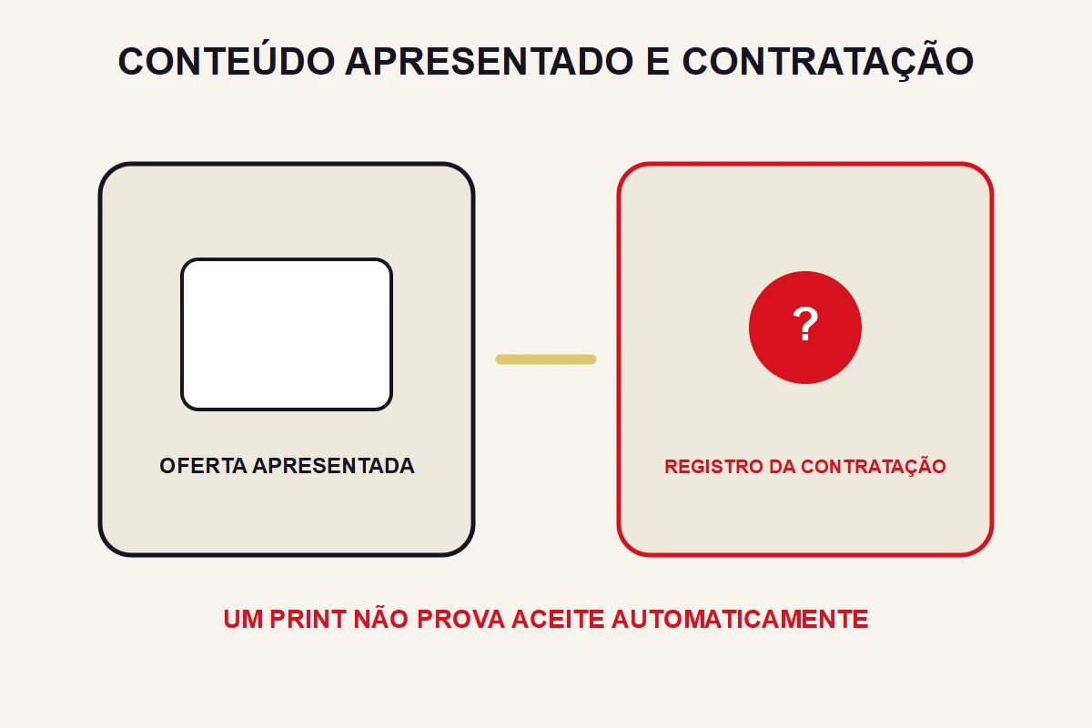 Um cartão de oferta apresentada aparece separado de um registro de contratação ainda marcado como questão própria.