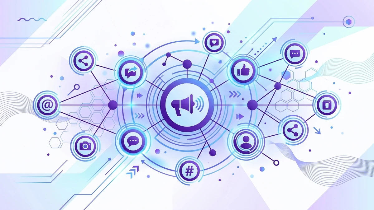 Icones de redes sociais e alcance de publico